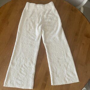 Skims Women's Cozy Knit Teddy Wide Leg Lounge Pants Bone White Size L/XL